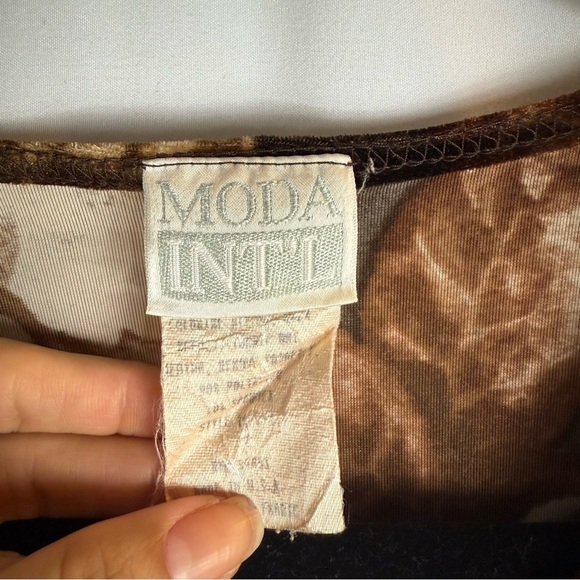 Moda Int’l vintage floral crop top 90’s Y2K velvet Ruched top Size: M - Picture 7 of 8